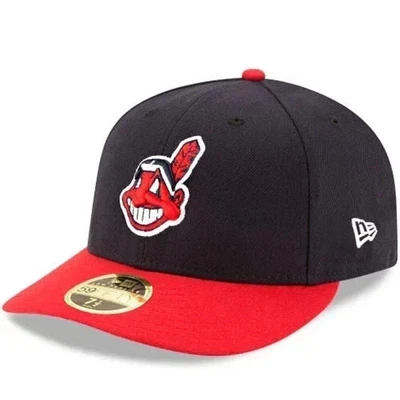 Men's New MLB Era Cleveland Indians Fitted Hat 2 Tone Low Profile Baseball Cap