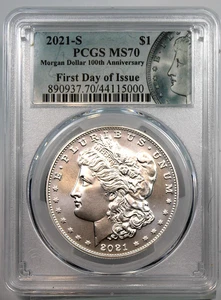 2021 S Mint Centennial Morgan Silver Dollar - PCGS Graded MS70, FDI !! - Picture 1 of 2