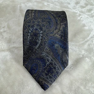 Surrey Sophisticates Silk Men's Necktie USA Blue, Tan, Violet, Gray Paisleys Pat - Picture 1 of 6