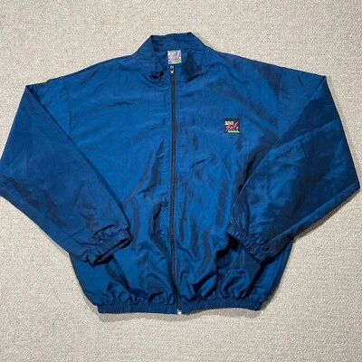 VINTAGE Surf Style Jacket Mens Large Blue Full Zip Beach Wear Shell Windbreaker - Image 1 of 4