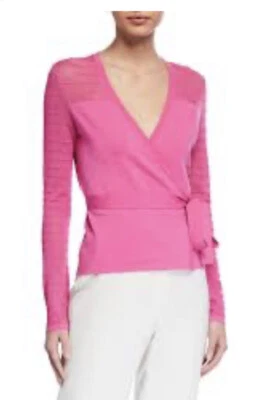 DVF Auténtico "IMELDA" Mujer Abrigo Cárdigan Suéter S Rosa Top $298 Foto 1 de 3