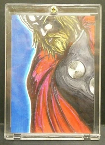 Comic Book Marvel DC Sketch Card 1 of 1 Painted Heroes Thor - Imagen 1 de 2
