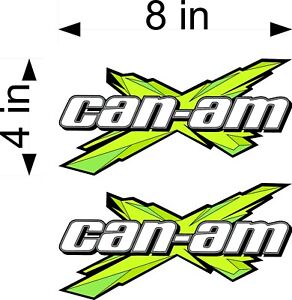 CAN-AM X Logo / GREEN / 8" PAIR Vinyl Vehicle ATV Graphic Sticker Decal