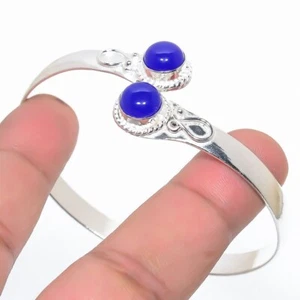Blue Onyx Gemstone 925 Sterling Silver Jewelry Cuff Bracelet Adjustable - Picture 1 of 1