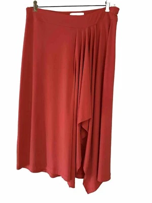MICHAEL KORS SZ L ASYMMETRICAL ORANGE WOMAN STRETCH MIDI SKIRT NWOT - Image 1 of 4