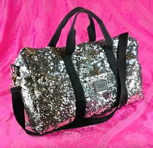 Victoria Secret PINK Large Bling Sequined Travel Duffle Gym Bag HTF RARE EUC - Picture 1 of 24