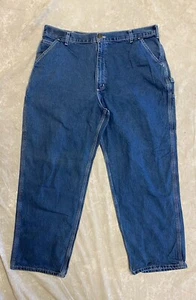#126 Original Loose Fit Carhartt Carpenter Blue Jeans Measurements 40x30 - Picture 1 of 10