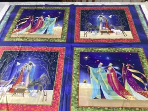 NATIVITY 4 scenes by QTfabrics Christmas Panels Fabric 35” by WOF Stylised - Picture 1 of 6