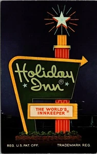 Postcard KY Holiday Inn Lexington West The World's Innkeeper Classic Sign Night - Picture 1 of 2