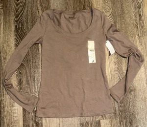 No Boundaries Scoop Neck Everyday Long Sleeve Shirt Twilight Mauve XS 0-2 - Picture 1 of 5