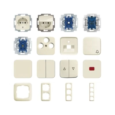 Busch Jaeger Duro 2000 SI Steckdosen Schalter Rahmen Abdeckung cremeweiß wählbar - Bild 1 von 4