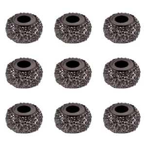 50 Pcs Rondelle Black Large Hole Beads Resin Beads For DIY Jewelry Making 14x8mm - Picture 1 of 8