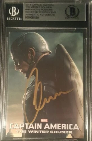 Chris Evans Captain America SIGNED 2014 Winter Soldier AVENGERS BAS BECKETT AUTO Cover