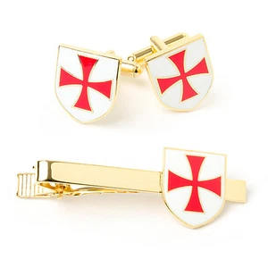 New Masonic Knights Templar KT Cufflinks & Tie Slide Set - Picture 1 of 5