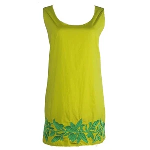 Maliparmi Tunic Top Shirt Green Back Zipper Hand Embroidered Sleeveless 46/14/M - Picture 1 of 5