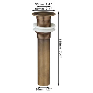 Antique Brass Flip Drain For Bathroom Vessel Sink No Overflow Assembly - Picture 1 of 6