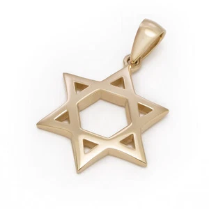 14К Gold Classic Star of David Necklace Magen David Jewish Judaica Jewelry - Picture 1 of 5