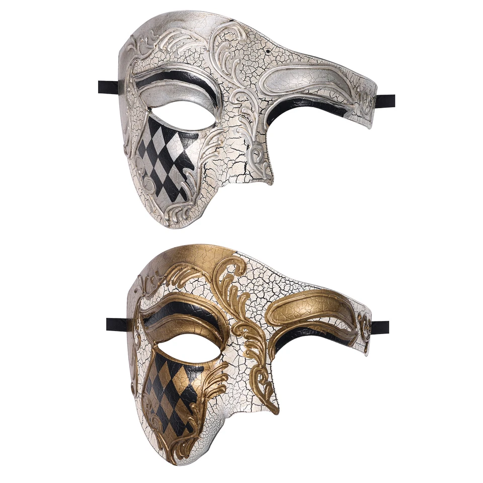 Men's Masquerade Ball Mask Venetian Phantom of the Opera Costume Half Face Mask - Image 1 of 4