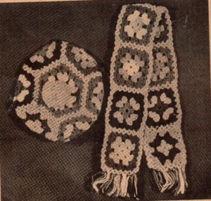CAP AND SCARF OF MANY COLORS CROCHET PATTERN - Picture 1 of 1