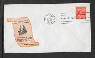 U.S. SCOTT 811 - FIRST DAY OF ISSUE COVER - JUL 28, 1938 - PRESIDENTIAL SERIES - Image 1 of 2