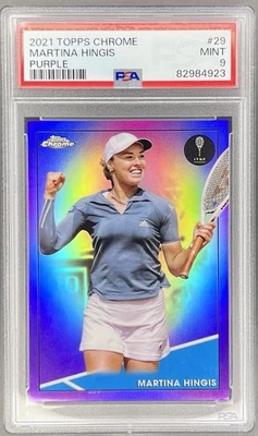 Tenis Topps 2021 cromado púrpura #29 Martina Hingis 92/199 PSA 9 HOF Foto 1 de 2