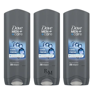 3 x Dove Men+ Care Refreshing COOL FRESH 3 in 1 Hair body face shower gel 250ml - Picture 1 of 3