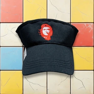 Vintage Y2K Che Guevara Cuba Visor Hat Black Embroidered Adjustable Cap Grunge - Picture 1 of 8