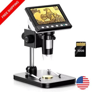 Microscopio digitale LCD 1000X 4,3" - lente di ingrandimento video USB per monete/saldature - Foto 1 di 7
