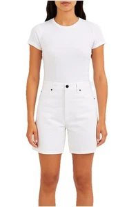NYDJ Women's Size US8P Optic White Mid Rise Cuffed Briella Twill Bermuda Shorts - Picture 1 of 8