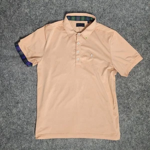 William Murray Golf Polo Shirt Men M Orange Scotch Plaid Flannel Lined Stretch - Picture 1 of 6