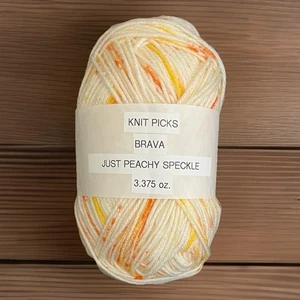 Knit Picks BRAVA Yarn JUST PEACHY SPECKLE Cream Orange Yellow, 3.375 oz. - Picture 1 of 4
