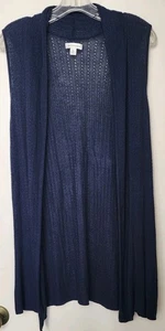 Croft & Barrow Gr. XL blau ärmellos offen Cardigan Weste fließend Boho Festival  - Bild 1 von 3