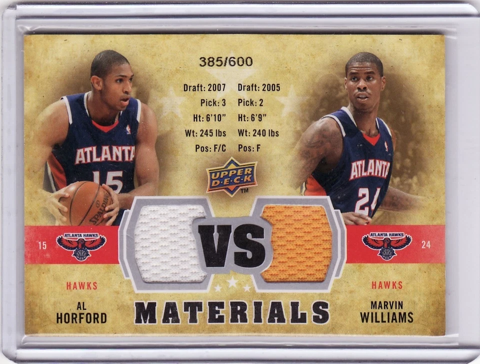 2009-10 Upper Deck VS Dual Materials Al Horford & Mavin Williams #385/600  HAWKS - Image 1 of 2