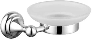 Mondella Maestro Frosted Glass Soap Dish Holder with Chrome Support - Picture 1 of 2