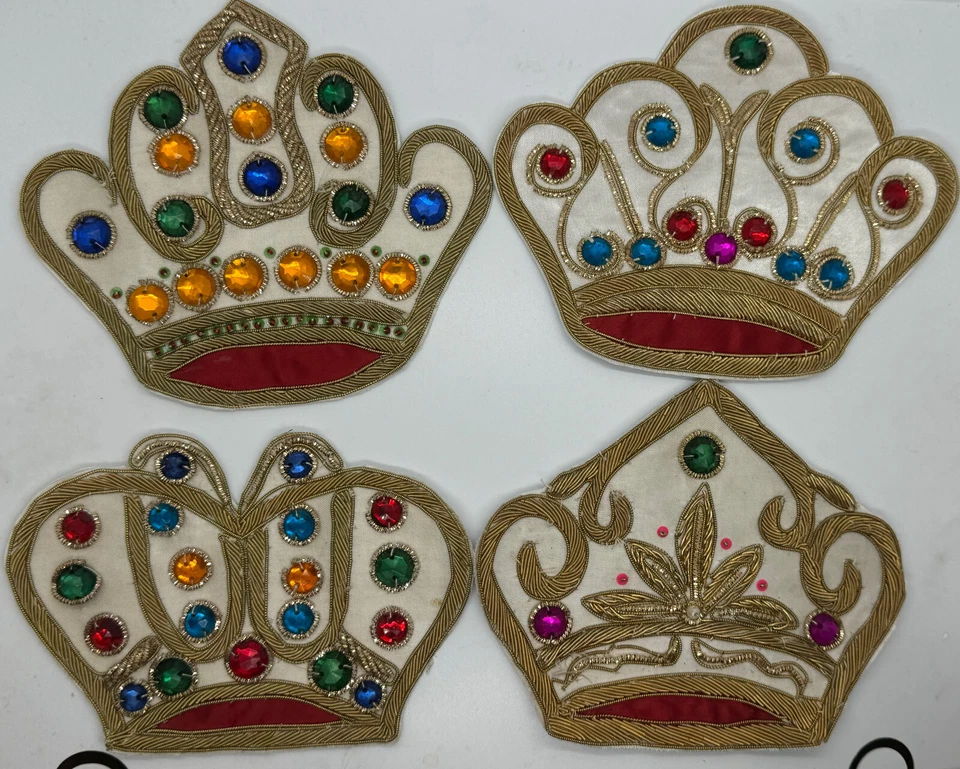 Crown Applique Crystal Beaded cloth patch DIY garment accessories Lot of 4 - Image 1 of 1
