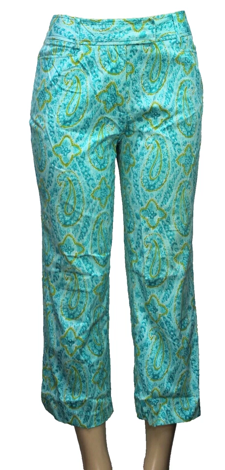 Pantalones capri Versailles para mujer elásticos cachemira multicolor talla 8 Foto 1 de 4