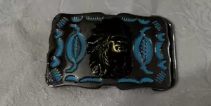 Navajo Belt Buckle Vintage Native Indian Turquoise Silver Western Cowgirl 1980s - Picture 1 of 11