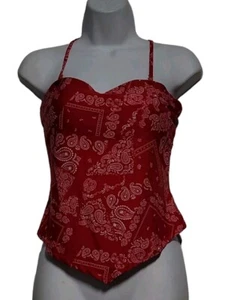 NOBO Red Bandana Style, Spaghetti Strap, Handkerchief Hem Top Size XXXL - Picture 1 of 7