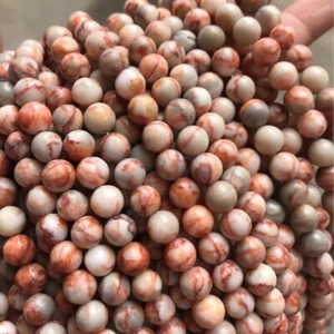 Cuentas sueltas de jaspe de malla roja natural genuina de 4-12 mm para hacer joyas hágalo usted mismo - Imagen 1 de 11
