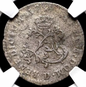 1739 AD French American Colonies France Silver Billon Coin King Louis XV, NGC F - Picture 1 of 5