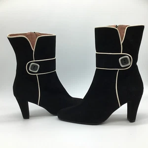 Heiße edle schwarze Damen-Stiefeletten aus Wildleder. Ganzleder. Größe 36. 3 Absätze - Bild 1 von 6