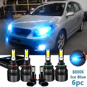 For Toyota Matrix 2003-2008 Ice Blue LED Headlight Bulbs High Low Fog Light 6x - Picture 1 of 12