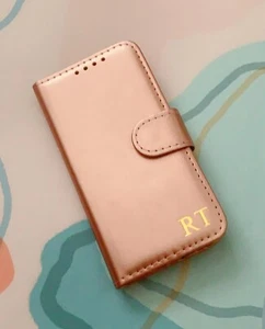FUNDA BILLETERA Rose PERSONALIZADA Nombre PARA IPHONE 14 13 12 11 XS Max XR 7 8 - Imagen 1 de 5