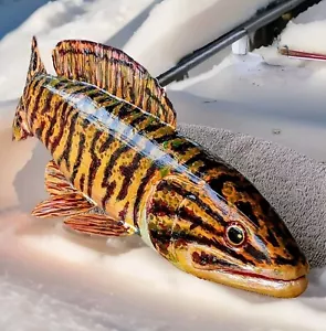 Esca lancia pesca ghiaccio 13" L. James Mead Decoys Bowfin. - Foto 1 di 11