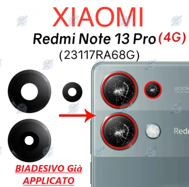 VETRINO VETRO FOTOCAMERA CAMERA POSTERIORE x XIAOMI REDMI NOTE 13 PRO 4G + BIADE