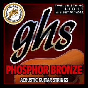 Cuerdas para guitarra acústica GHS 615 bronce fósforo; juego de 12 cuerdas medidores 11-48 - Imagen 1 de 2