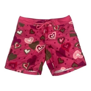 Girls Old Navy Heart Print Swim Shorts Size 12 Pink Multicolor Adjustable Waist - Picture 1 of 6
