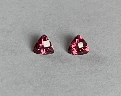 Andy's Gem Garage Sale - 4mm Trillion Pink Tourmaline - Pair Natural! - Image 1 of 4