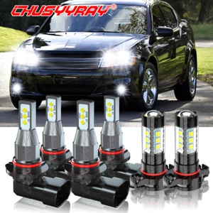 6pc Combo LED Headlight Hi/Lo + Fog Light Bulbs For Dodge Avenger 2010 2011 2012 - Picture 1 of 16