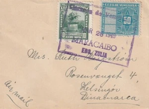 VENEZUELA: Cubierta de correo aéreo Maracaibo a Dinamarca 1949. - Imagen 1 de 2